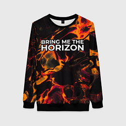 Свитшот женский Bring Me the Horizon red lava, цвет: 3D-черный