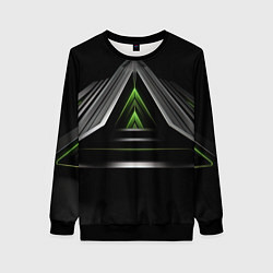 Свитшот женский Black green abstract nvidia style, цвет: 3D-черный