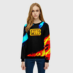 Свитшот женский PUBG краски огонь и лёд, цвет: 3D-черный — фото 2