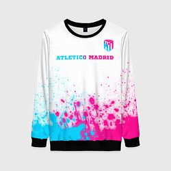 Женский свитшот Atletico Madrid neon gradient style посередине