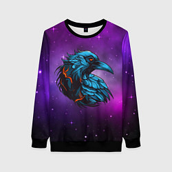 Свитшот женский Ворона в космосе, цвет: 3D-черный