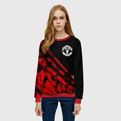 Свитшот женский Manchester United sport grunge, цвет: 3D-красный — фото 2