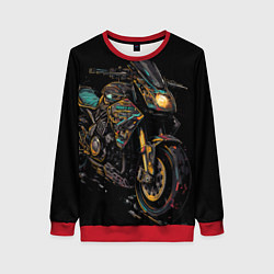 Женский свитшот Темный мотоцикл на черном фоне