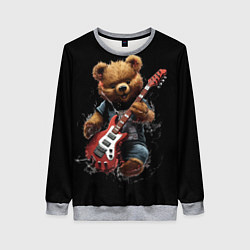 Свитшот женский Большой плюшевый медведь играет на гитаре, цвет: 3D-меланж