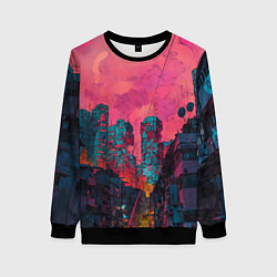 Женский свитшот Абстрактный город в неоновых цветах