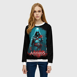 Свитшот женский Assassins creed синий дым, цвет: 3D-белый — фото 2