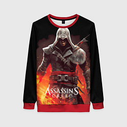 Женский свитшот Assassins creed огненный фон вокруг