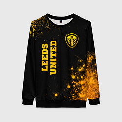 Свитшот женский Leeds United - gold gradient вертикально, цвет: 3D-черный