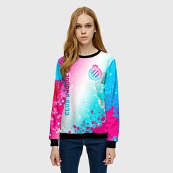 Свитшот женский Club Brugge neon gradient style вертикально, цвет: 3D-черный — фото 2