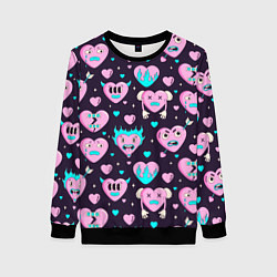 Женский свитшот Паттерн с арт сердцами