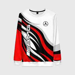 Свитшот женский Mercedes benz AMG - белый с красным, цвет: 3D-белый