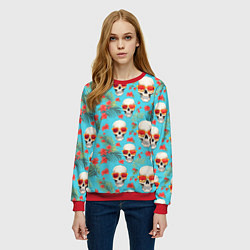 Свитшот женский Черепа и отпуск, цвет: 3D-красный — фото 2