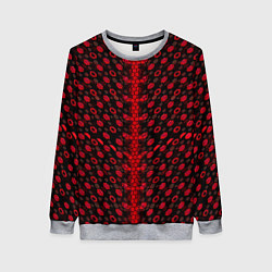 Женский свитшот Красные киберпанк ячейки на белом фоне