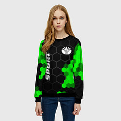Свитшот женский Daewoo green sport hexagon, цвет: 3D-черный — фото 2