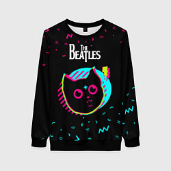 Свитшот женский The Beatles - rock star cat, цвет: 3D-черный