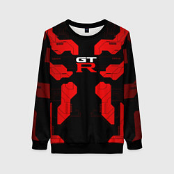 Свитшот женский Nissan GTR - Cyber red, цвет: 3D-черный