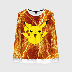 Свитшот женский Pikachu yellow lightning, цвет: 3D-белый