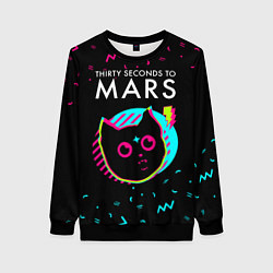 Свитшот женский Thirty Seconds to Mars - rock star cat, цвет: 3D-черный