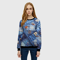 Свитшот женский Vanguard jeans patchwork - ai art, цвет: 3D-черный — фото 2