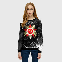 Свитшот женский Орден великой отечественной - брызги белые, цвет: 3D-черный — фото 2