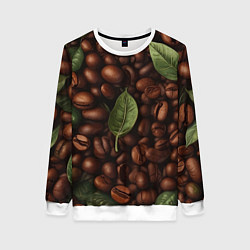 Женский свитшот Кофейные зёрна с листьями