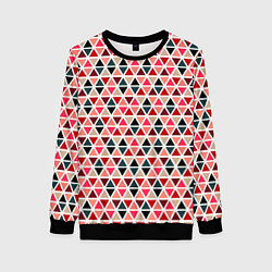 Женский свитшот Бирюзово-розовый геометричный треугольники