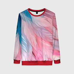 Женский свитшот Пастельно-голубые и розовые перья
