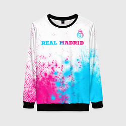 Женский свитшот Real Madrid neon gradient style посередине