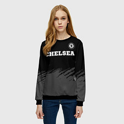 Свитшот женский Chelsea sport на темном фоне посередине, цвет: 3D-черный — фото 2