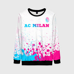 Свитшот женский AC Milan neon gradient style посередине, цвет: 3D-черный