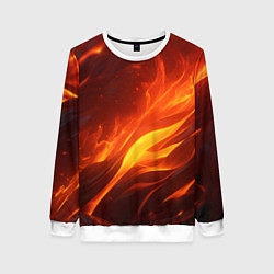 Свитшот женский Яркие языки пламени, цвет: 3D-белый