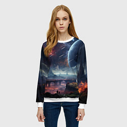 Свитшот женский Фантастическая планета внутри космоса, цвет: 3D-белый — фото 2