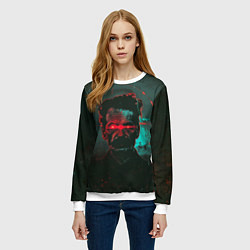 Свитшот женский Старик со светящимися красными глазами, цвет: 3D-белый — фото 2