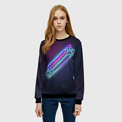 Свитшот женский Лапки неон, цвет: 3D-черный — фото 2