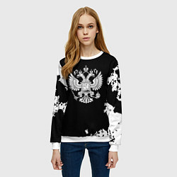 Свитшот женский Герб РФ патриотический стиль краски, цвет: 3D-белый — фото 2