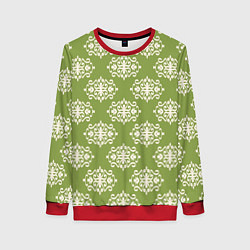 Женский свитшот Винтажный орнамент на зеленом