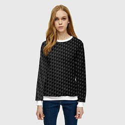 Свитшот женский Паттерн из черных треугольников, цвет: 3D-белый — фото 2