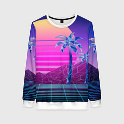 Женский свитшот Vaporwave неоновые горы и пальмы