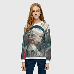 Свитшот женский Платиновая девушка-андроид, цвет: 3D-белый — фото 2