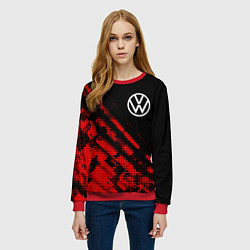 Свитшот женский Volkswagen sport grunge, цвет: 3D-красный — фото 2