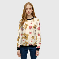Свитшот женский Узор с мишками и мячиками, цвет: 3D-черный — фото 2