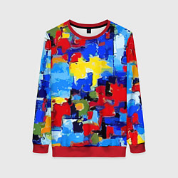 Свитшот женский Смелые мазки яркой краски - нейросеть, цвет: 3D-красный