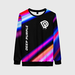 Свитшот женский Deep Purple neon rock lights, цвет: 3D-черный