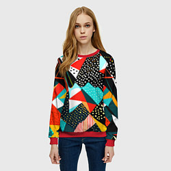 Свитшот женский Abstract patchwork - ai art, цвет: 3D-красный — фото 2