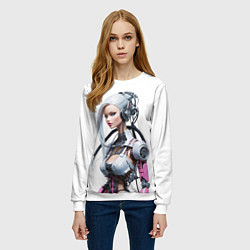 Свитшот женский Cyber warrior Barbie - ai art fantasy, цвет: 3D-белый — фото 2