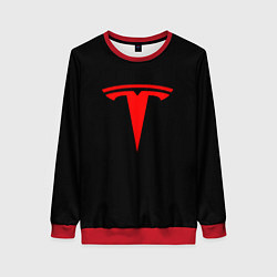 Женский свитшот Tesla red logo