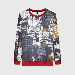 Свитшот женский Газетная страничка, цвет: 3D-красный