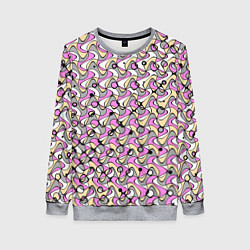 Женский свитшот Абстрактный узор серо-розовый