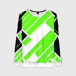 Женский свитшот Зелёные широкие линии на белом фоне