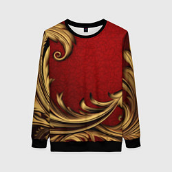 Свитшот женский Классический золотой узор на красном бархате, цвет: 3D-черный